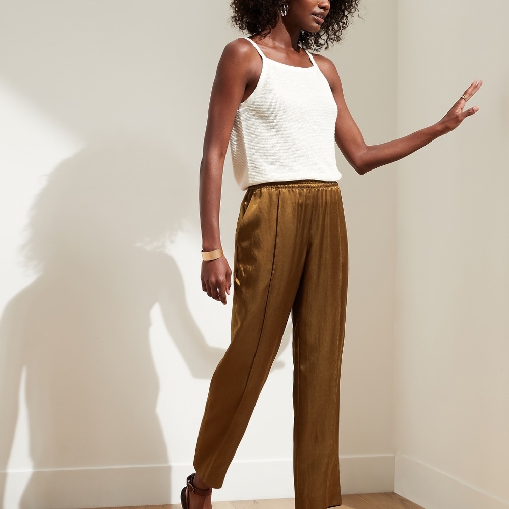 Slim Satin Pant Color: Dry Mustard Size: M